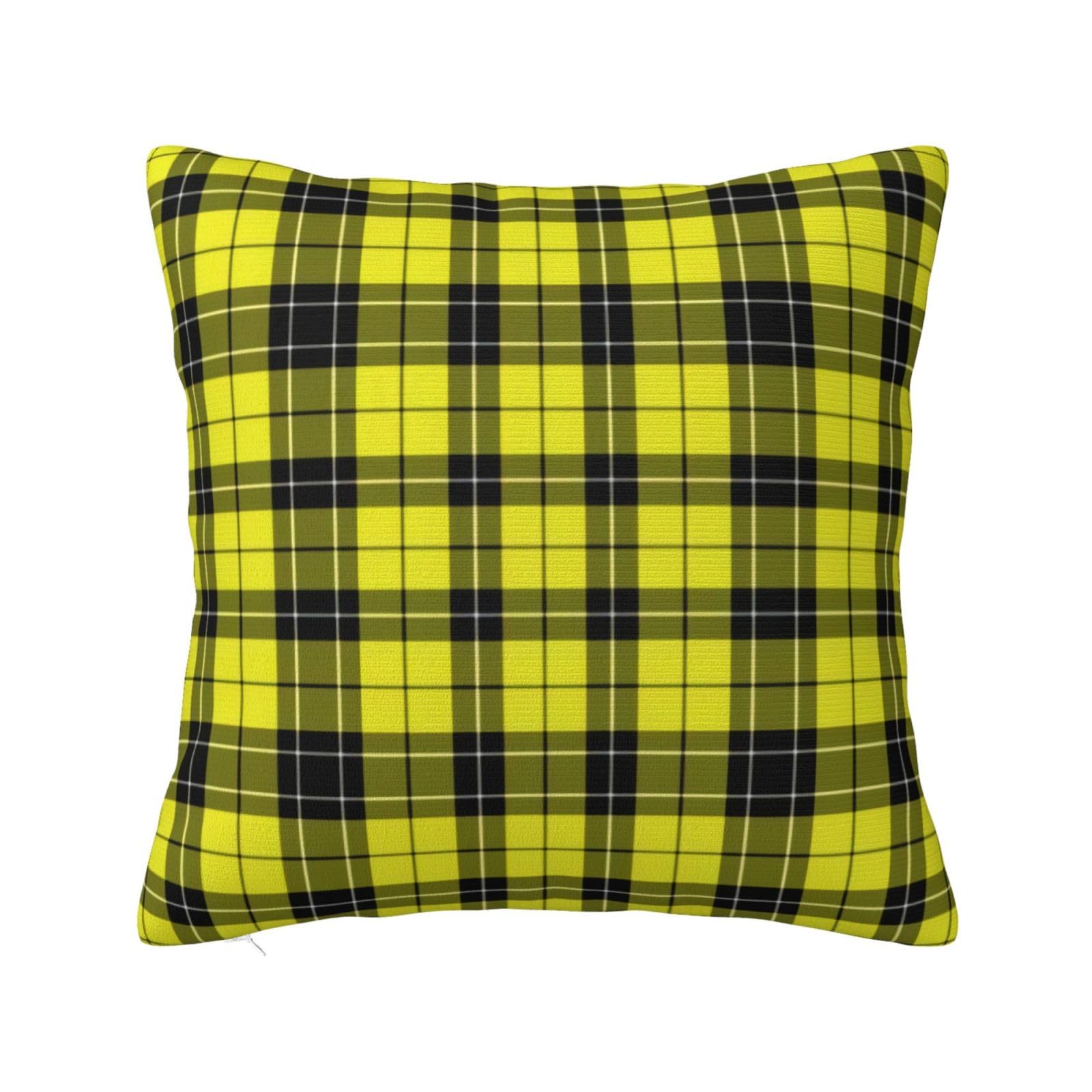 Yellow & Black Tartan Plaid Pillowcase 18"x18"