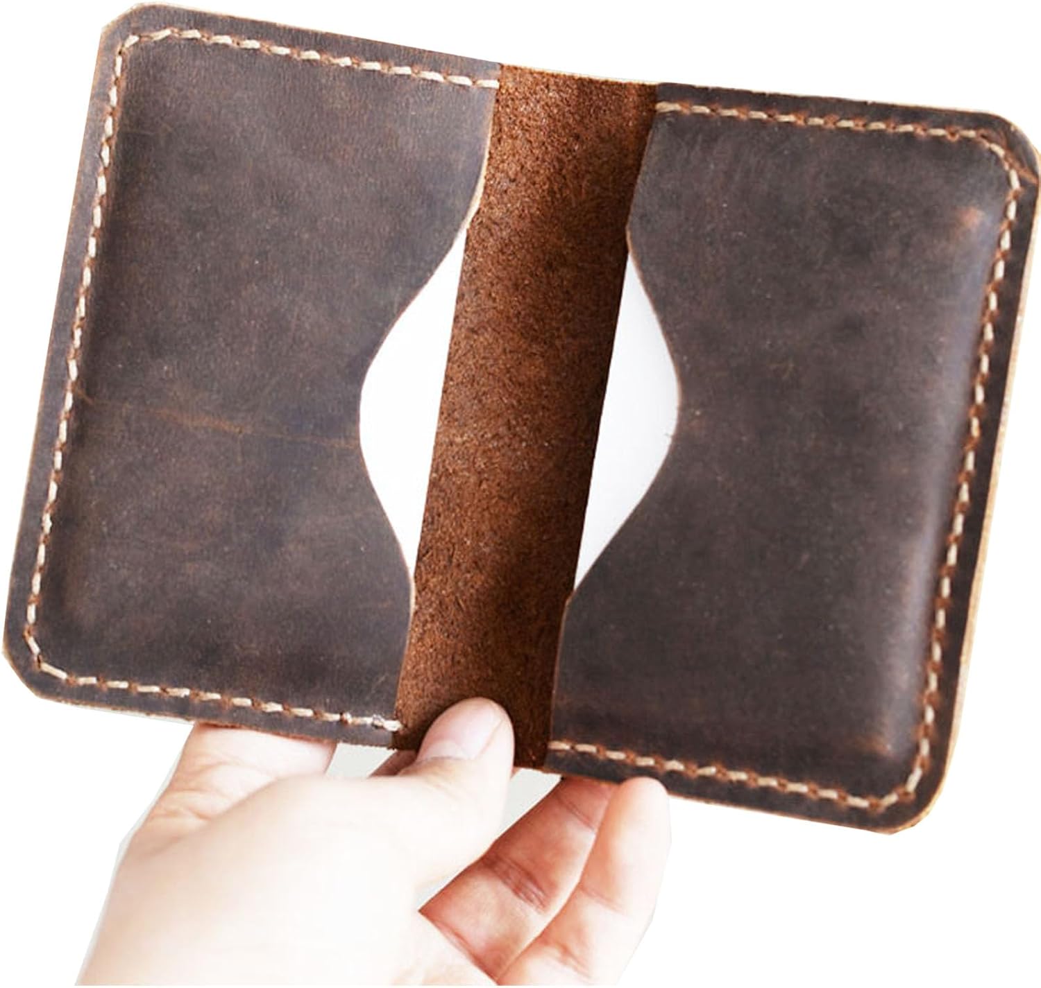 Men's Handmade Slim Leather Wallet Credit Card Holder Slim Wallet Italy oiled Leather (Hold 30 pics of cards)(Distressed Brown)110