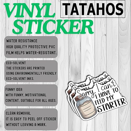Miniatura 4 de (3 unidades) Calcomanías de texto en inglés Sorry I Can't I Have to Feed My Starter Stickers Funny Sarcastic Quote Humor, regalos inspiradores