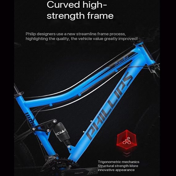 29 Bicycle Frame Full Suspension Mountain Bike, Double Shock Absorbing Bicycle Mechanical Disc Brake Frame Gray 24 Speeds