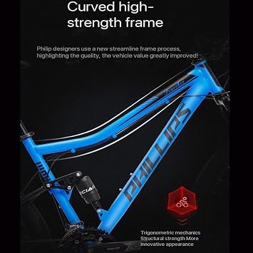 29 Bicycle Frame Full Suspension Mountain Bike, Double Shock Absorbing Bicycle Mechanical Disc Brake Frame Gray 24 Speeds
