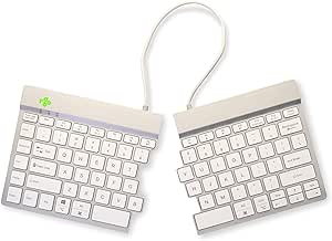 R-Go Split Keyboard, Ergonomic, Bluetooth 5.0, Anti-Carpal Tunnel, Ultra-Thin, QWERTY (US), White