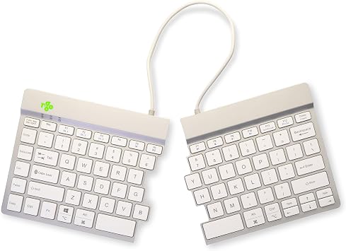 R-Go Ergonomic Split Keyboard, Scissors Mechanism, Anti-Carpal Tunnel, 2 Part Design Keyboard for Arthritis, with Break Software, QWERTY US Layout, Bluetooth 5.0, for Windows/MacOS, White