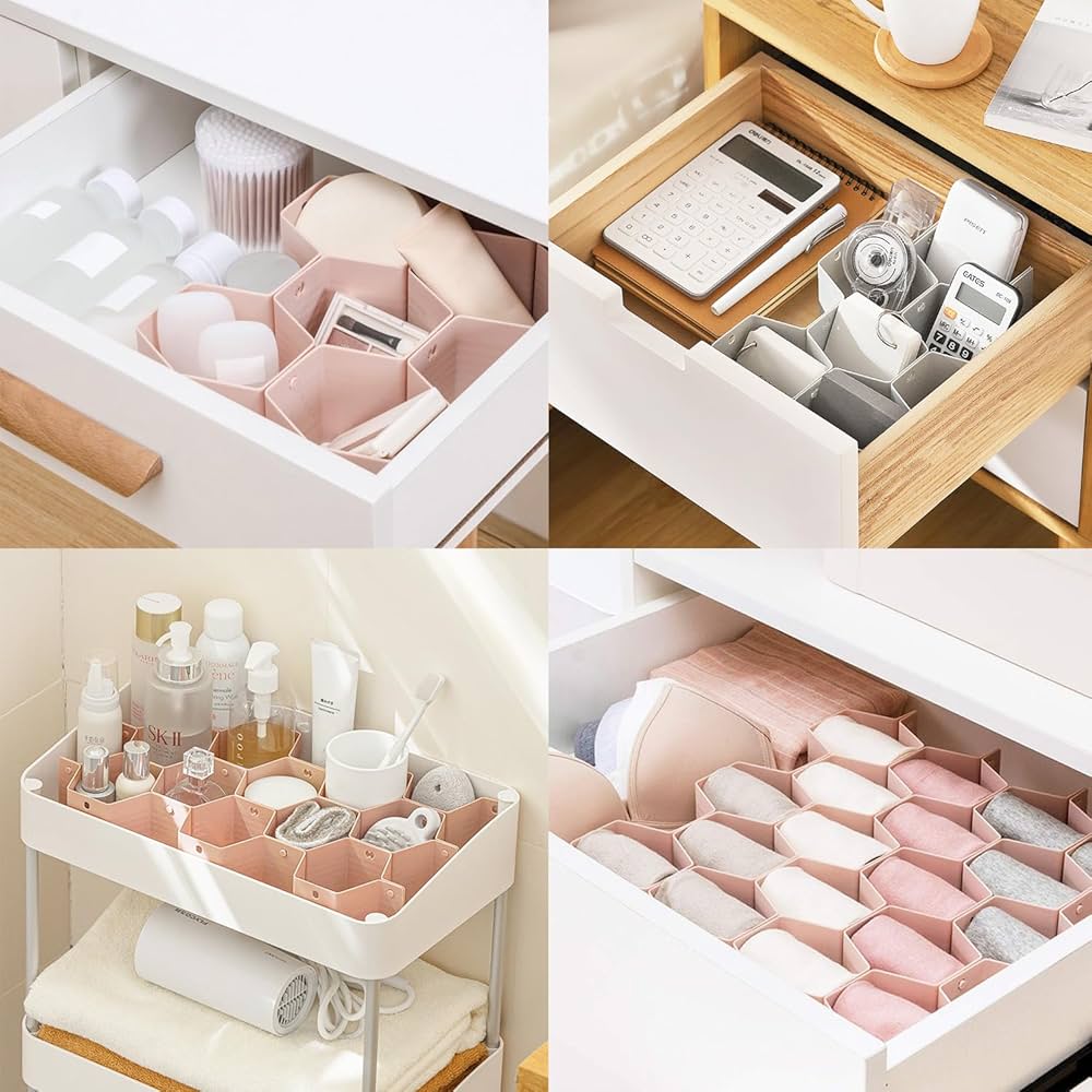 Amazon｜引き出し 仕切り 8枚組 ホワイト 小物収納 ハニカム 蜂の巣