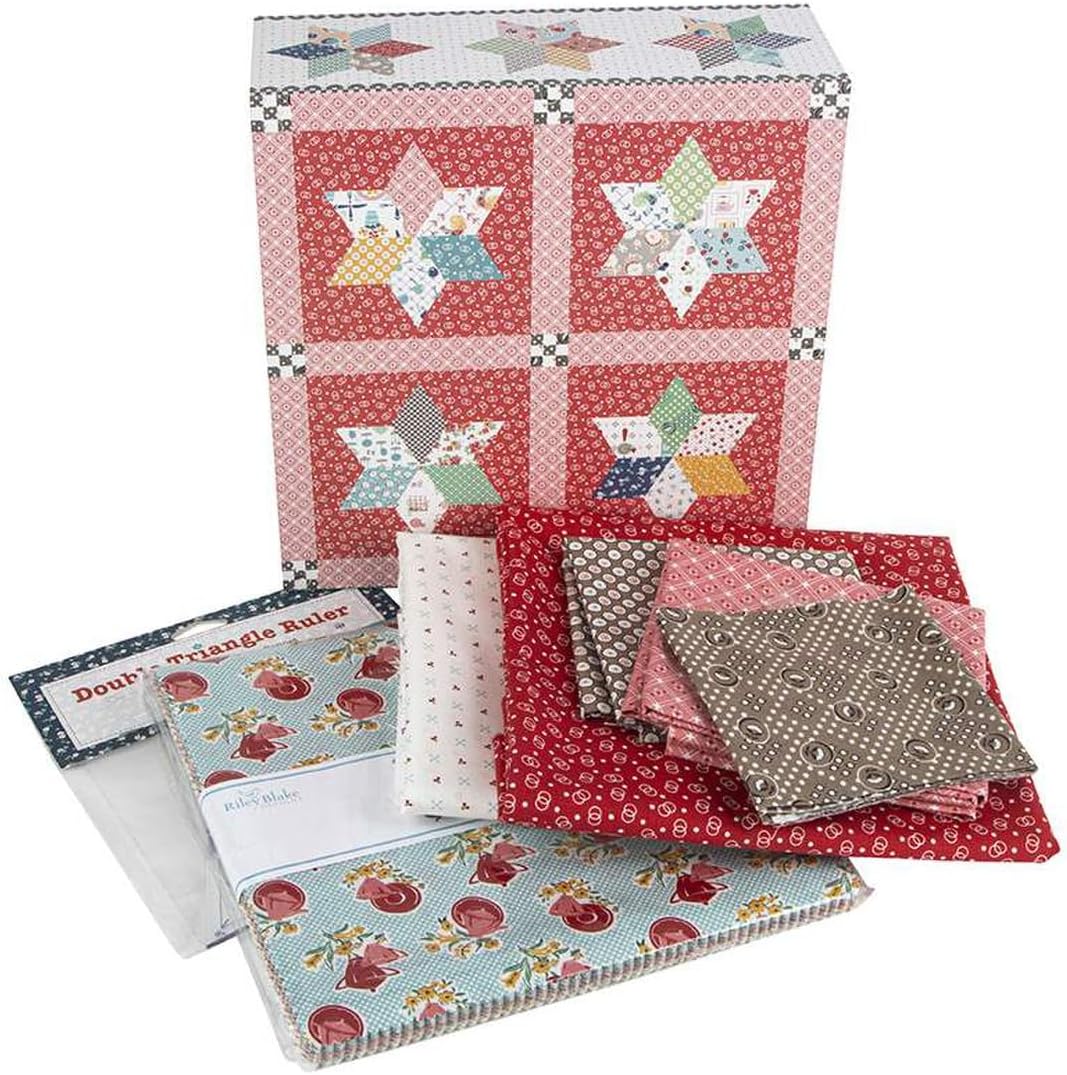 Riley Blake Assortment of Premium Quilt Boxed Kits from Your Favorite Designers, Including Lori Holt, Sandy Gervais, J. Wecker Frisch, etc.. (Pot Luck Stars Quilt Boxed Kit)