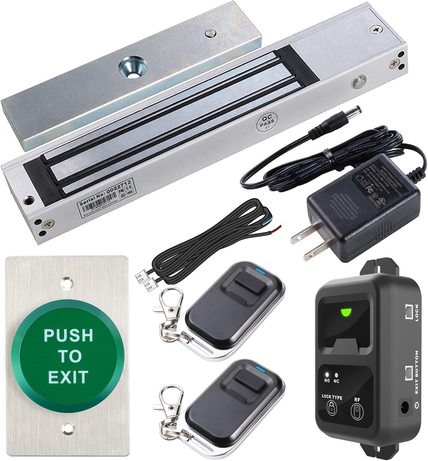Door Access Control Outswinging 600lbs Electromagnetic Lock Kit with Wireless Receiver and Remote
