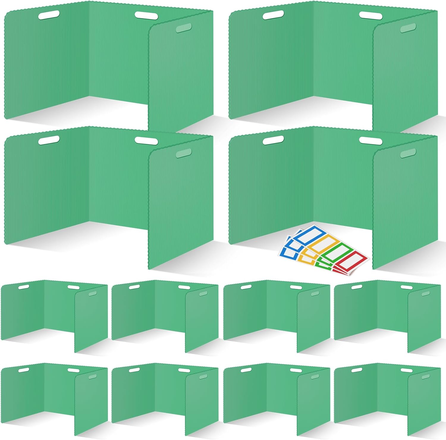 12 Pcs Desk Dividers for Students Classroom Plastic Privacy Folders Green Test Dividers for Students Desks Trifold Privacy Panel Partitions for School Teacher Supplies (Green)