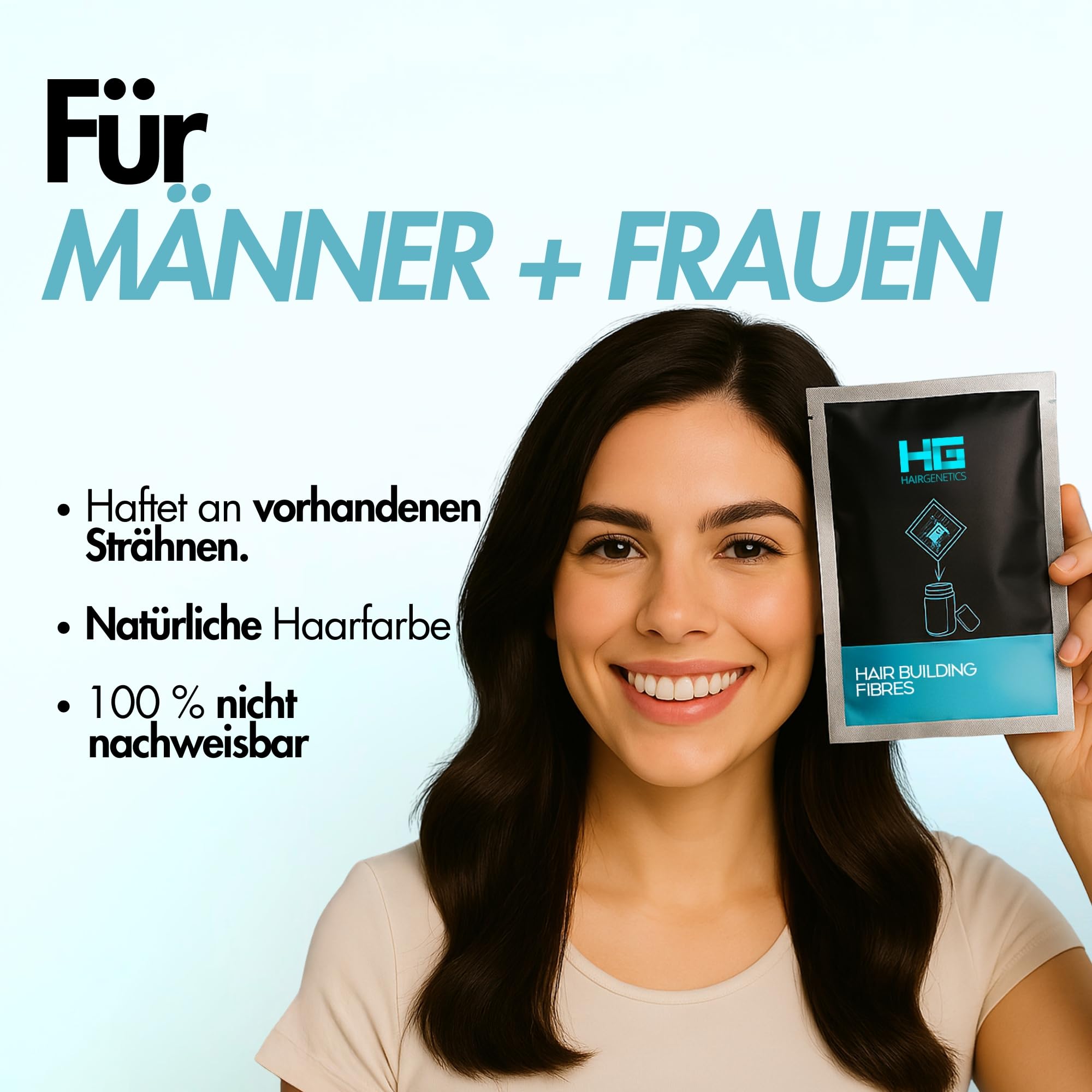 Hair Genetics Streuhaar Nachfüllpackung Für Natürliche Haarverdichtung - Haarpuder Männer Und Frauen Bei Haarausfall, Geeignet Für Dünnes Haar, Graue Ansätze, Wasserfest (Dunkelbraun, 50g)