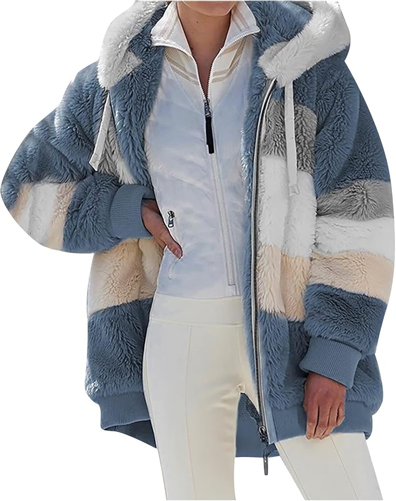 Women Contrasting Lamb Wool Padded Coat 