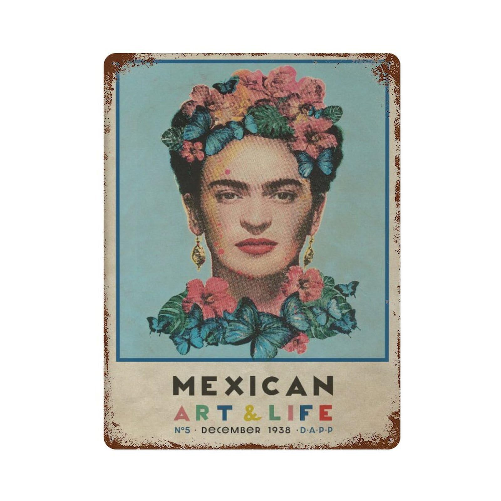 xiaoxiaoshen Frida Kahlo Mexican & Life Vintage Magazine Cover Wall Decor Art Metal Tin Poster Modern Home Decor Art Home Bar Shop Decorations Vintage Sign 40x30cm