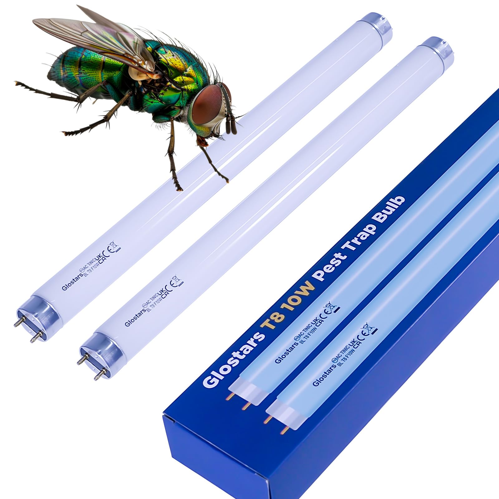 Glostars T8 F10W BL Tube de Remplacement UV 34,5 cm 20W Lot de 2 pour Piège à Moustiques