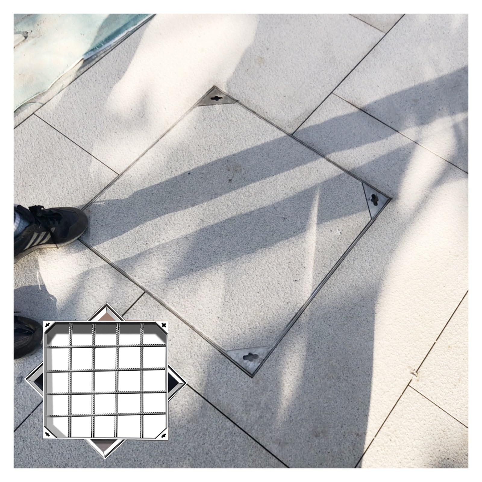 GJMSSMY Recessed Manhole Cover&Frame, Invisible Design Embedded Manhole Lid, Stainless Steel Invisible Cover, Portable Embedded and Frame