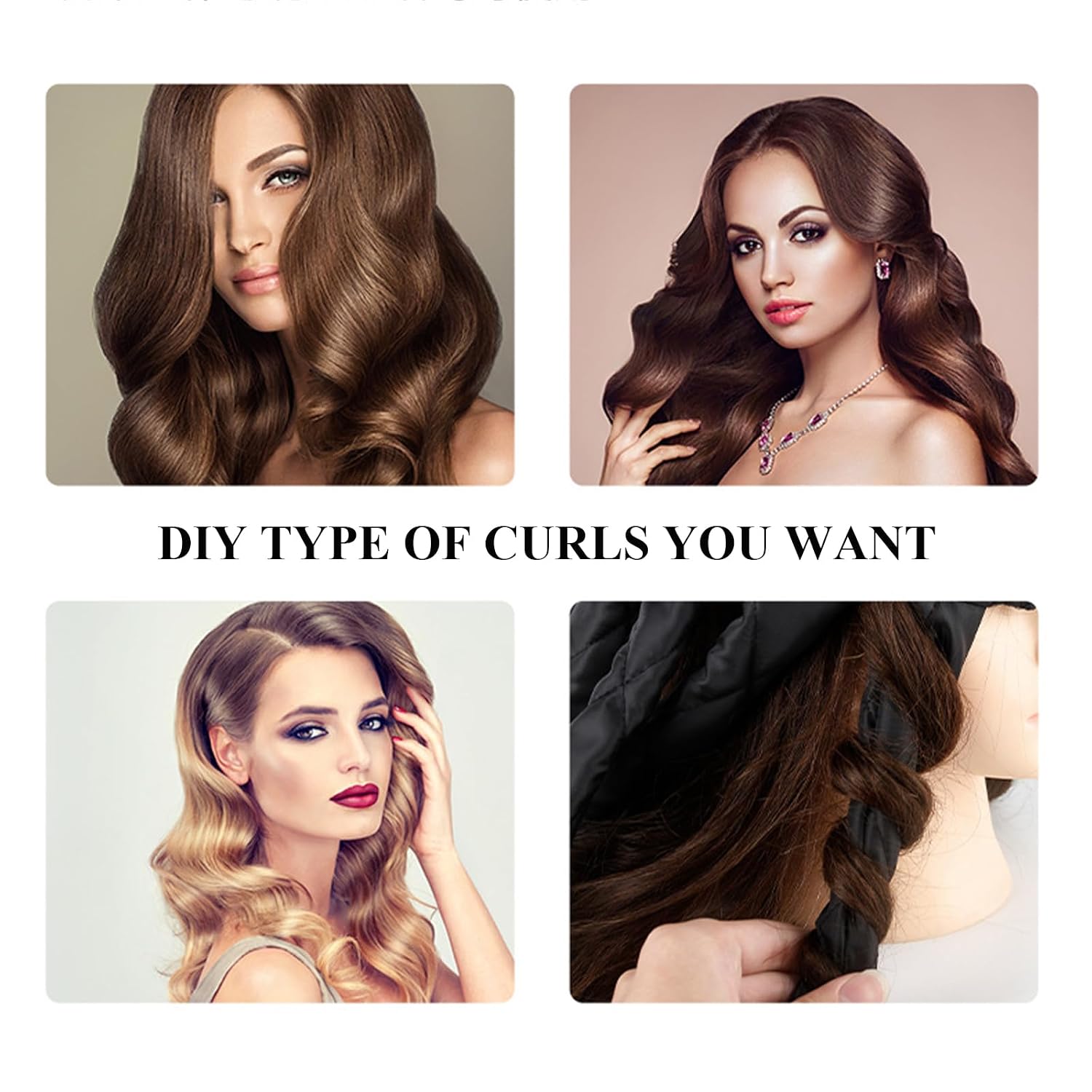 Heatless Curls Headband Adjustable Heatless Hair Curler, Removable Claw Design No Heat Curling Rod Headband Lazy Hair Curler for Long Hair, DIY Hair Rollers Styling Tool for Women Girls Curls Wave