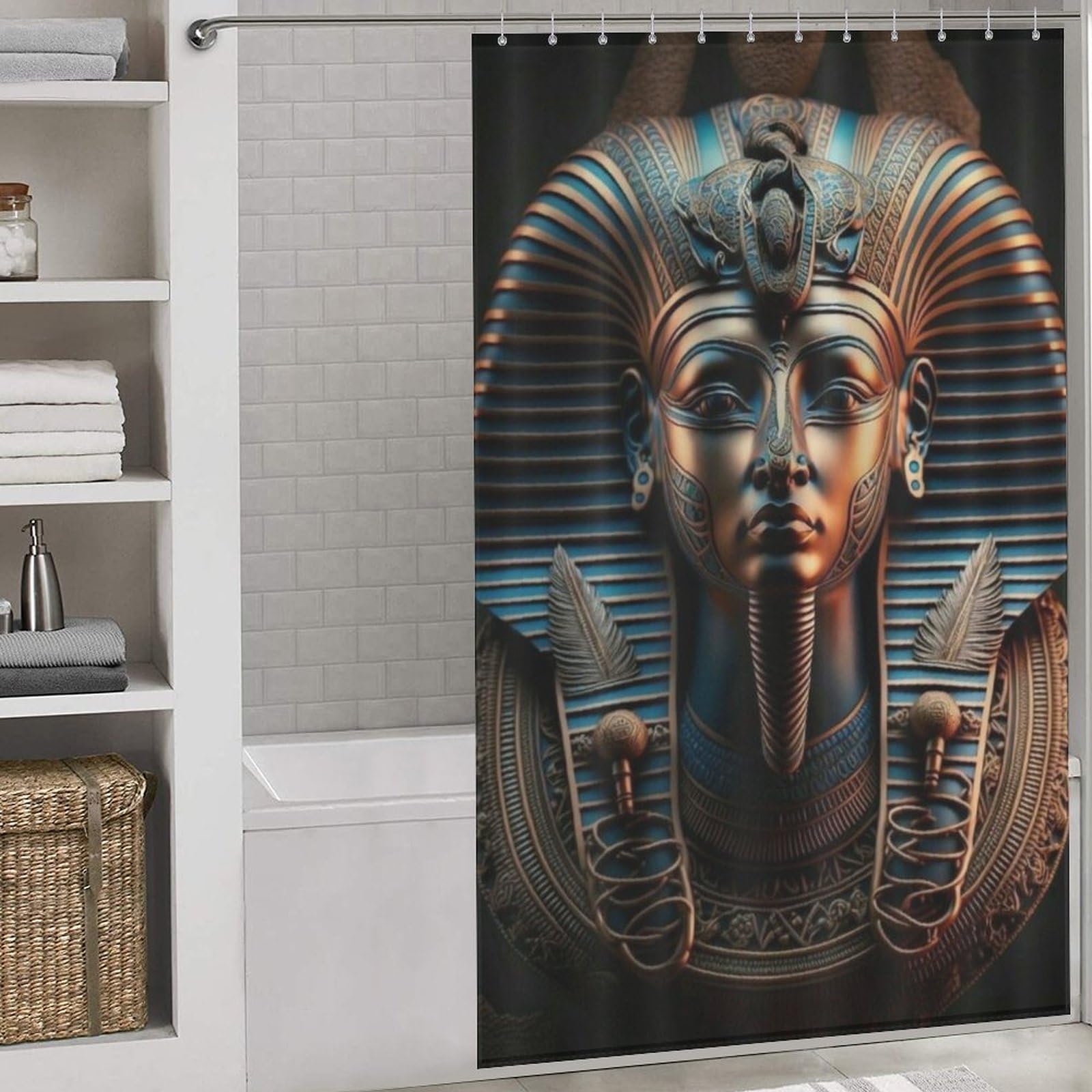 Rideau de douche pharaon en polyester premium avec 12 crochets inclus