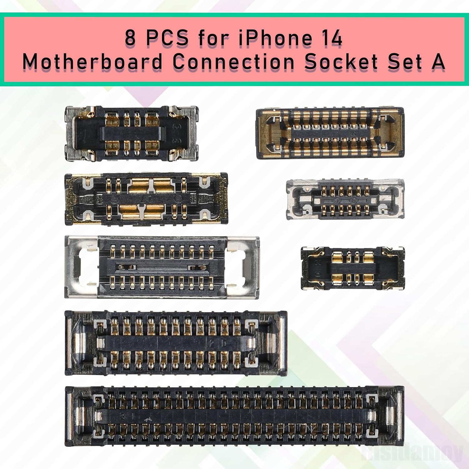 for iPhone 14 Motherboard Socket Connector A Kits | Volume Button Front Wide Angle Telephoto Camera Receptacle for 14 On/Off Power Dot Matrix Wireless Charging Slot WiFi Outlet