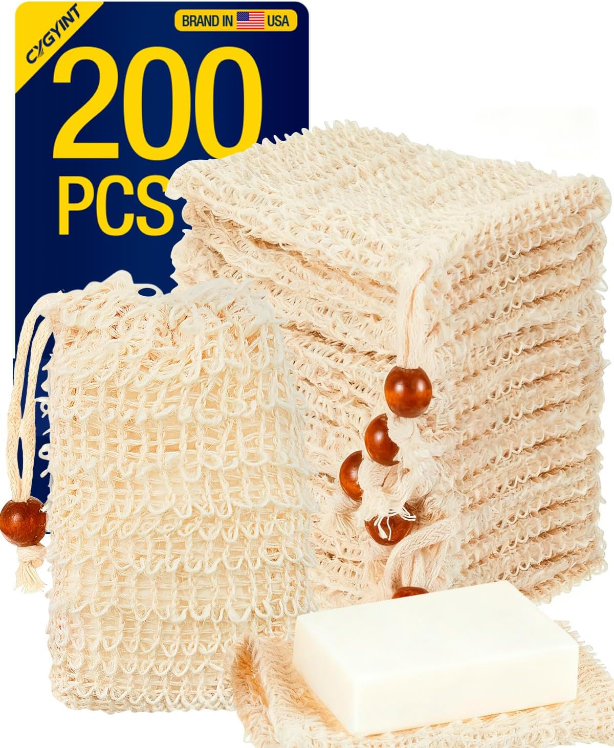 200 Pcs Soap Saver Bag Exfoliating of Natural Exfoliating Handmade Soap Pouches for Shower, Foaming & Drying, Reusable Bolsas para Jabones Artesanales (5.7x3.74 Inch)