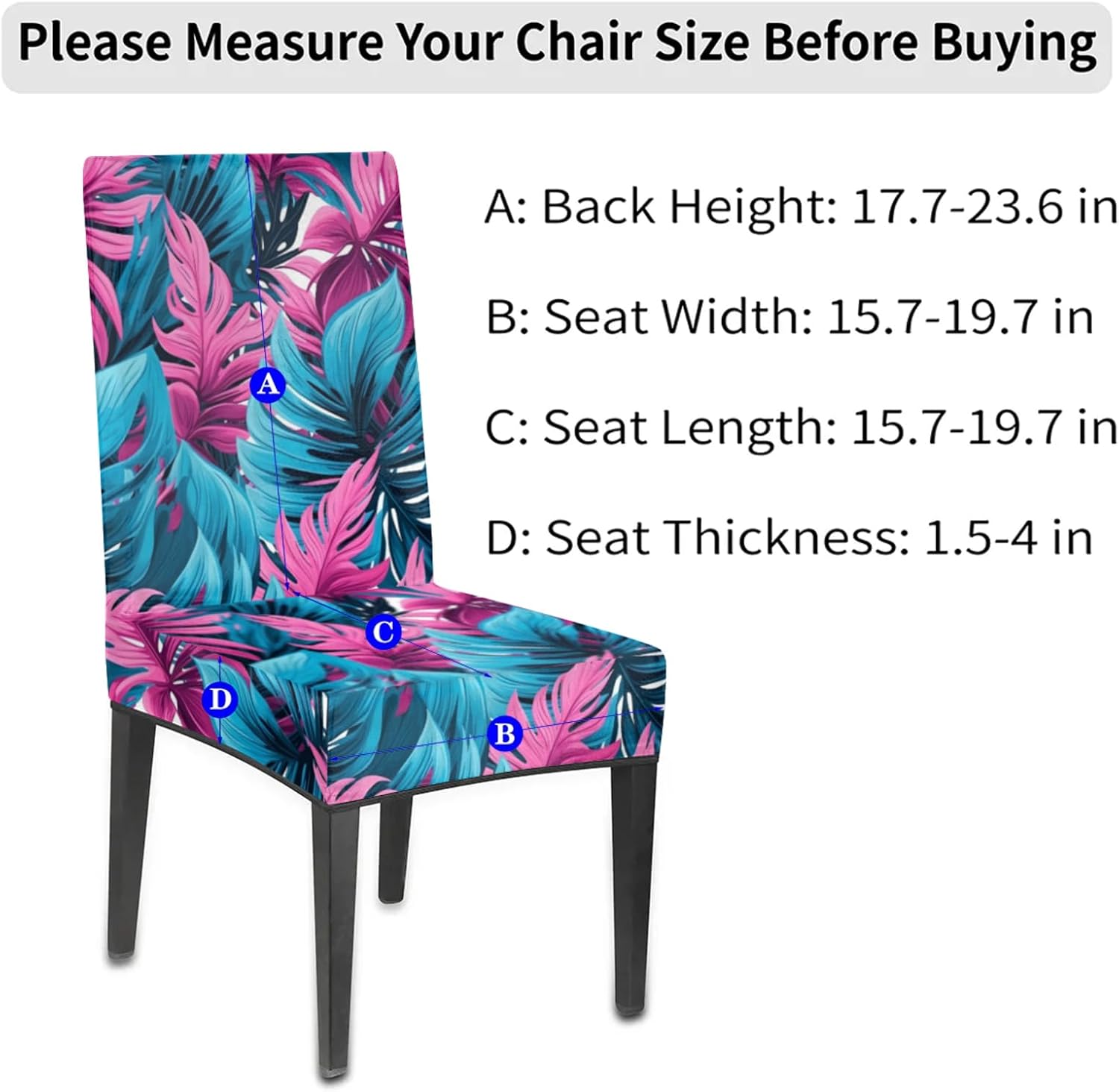QsirBC Colorful Tropical Leaves Stretch Dining Room Chair Covers Set of 6 Chair Slipcovers Removable Washable Kitchen Seat Covers Chair Protectors for Hotel Party Wedding