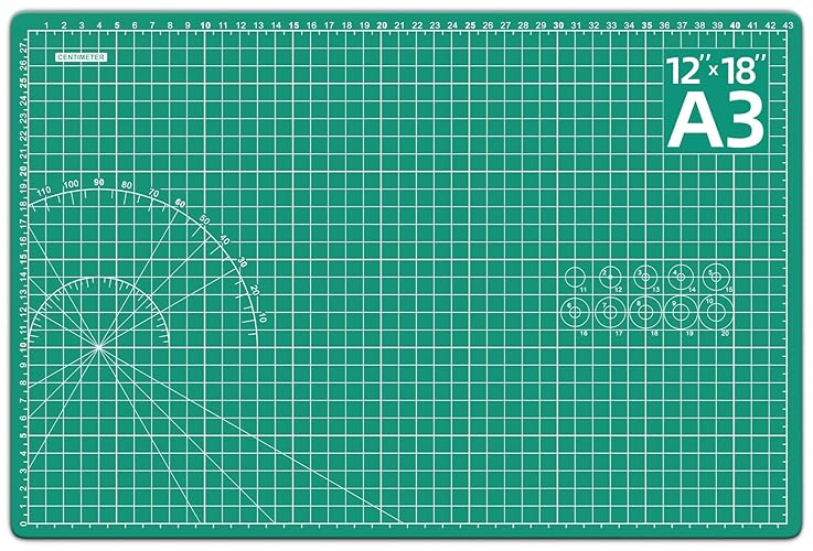 DIYSELF Cutting Mat - 12in18in, Self Healing, Double Sided, A3, Rotating, Ideal for Crafts, Sewing, Quilting - 18"L x 12"W - Green