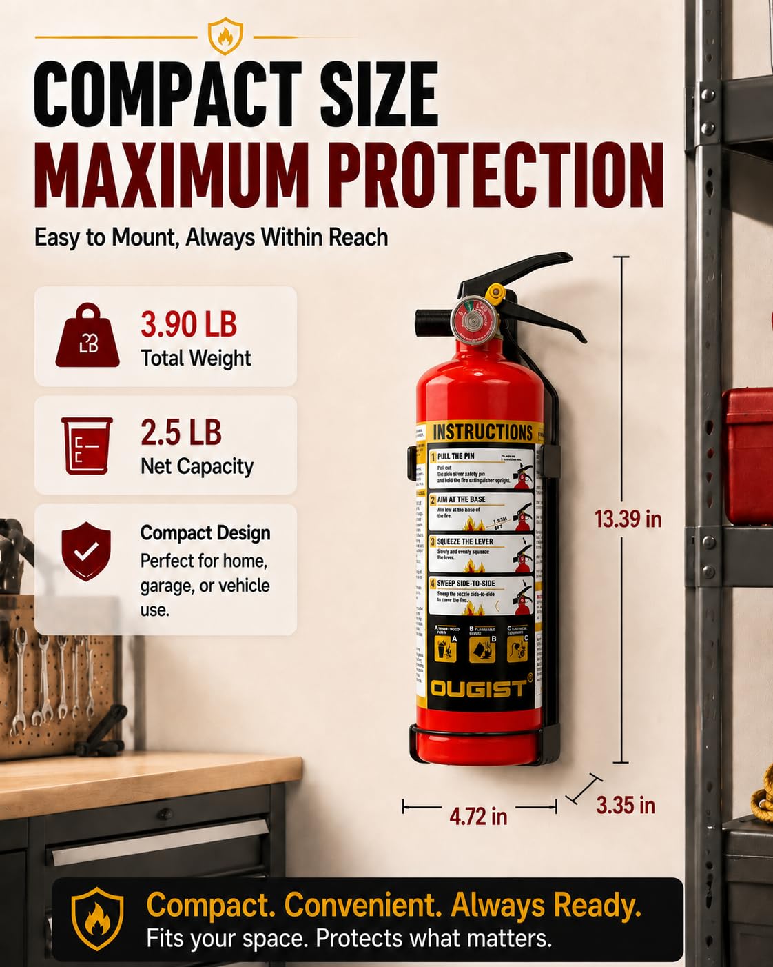 Ougist Home Fire Extinguisher - ABC Dry Chemical -14