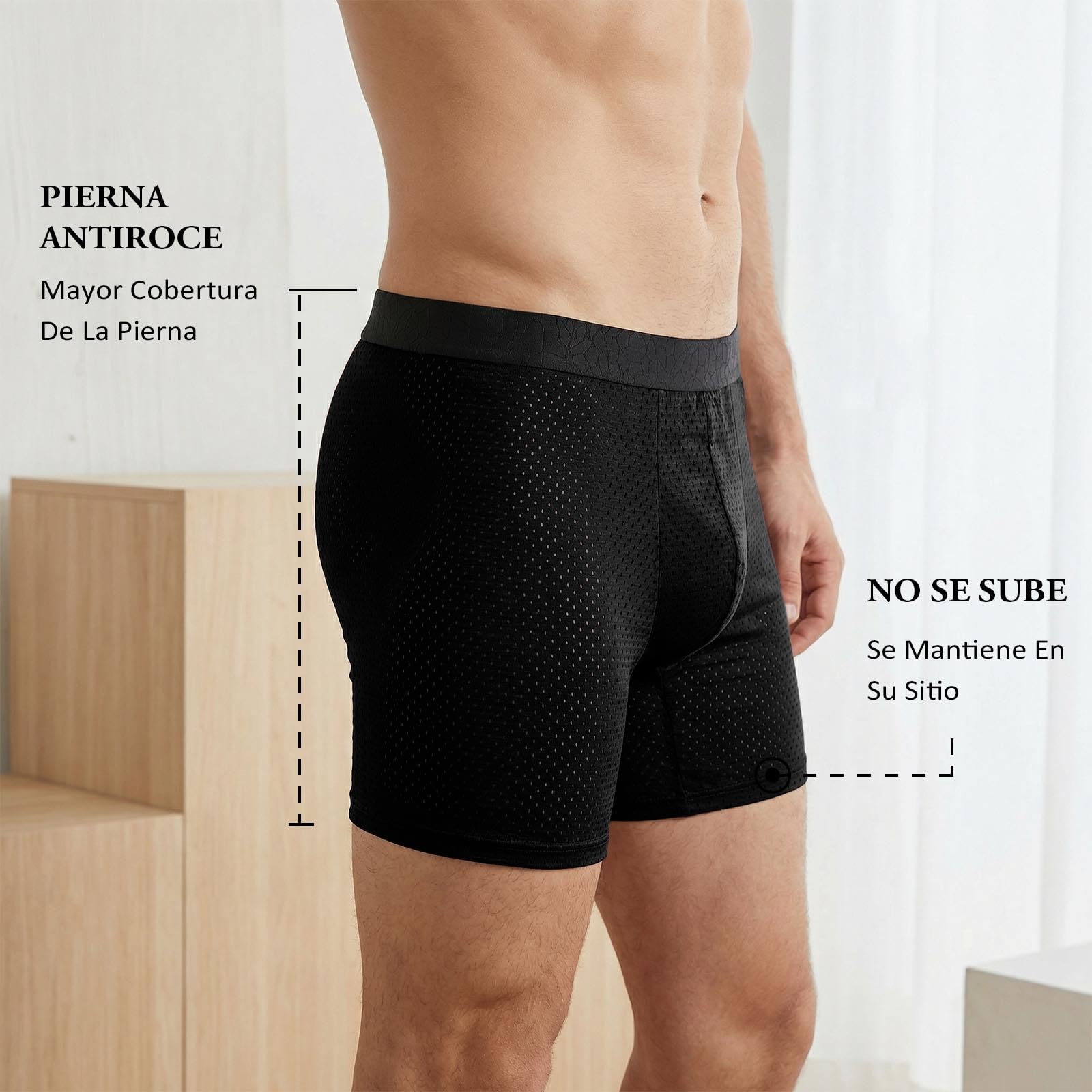 ZAKASA Calzoncillos Hombre Boxer Largos: Ropa Interior Hombres Transpirable Cómoda Sin Etiqueta Anti Rozaduras Verano Casual Deporte Pack de 4