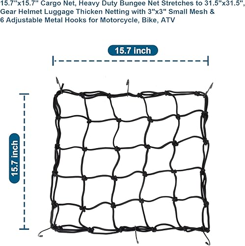 Miniatura 2 de Paquete de 2 redes elásticas de carga de 15.7 x 15.7 pulgadas, hechas de látex resistente que se estira hasta 33 x 33 pulgadas, red gruesa para