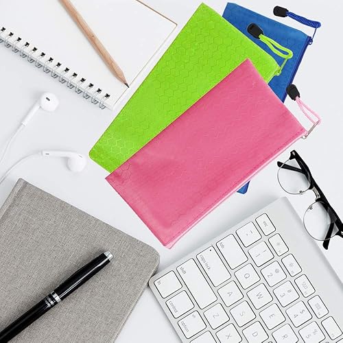 Miniatura 9 de Bolsa impermeable con cremallera azul, 12 piezas, para maquillaje, facturas de maquillaje, suministros de oficina, accesorios de viaje y suministros