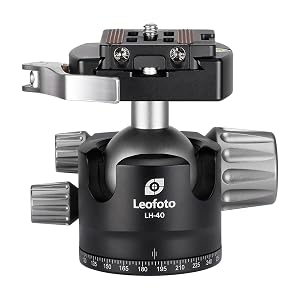 LEOFOTO Low Profile Camera Tripod Ball Head 91mm Aluminium Ball Head with 1 4 Quick Release Plate 360