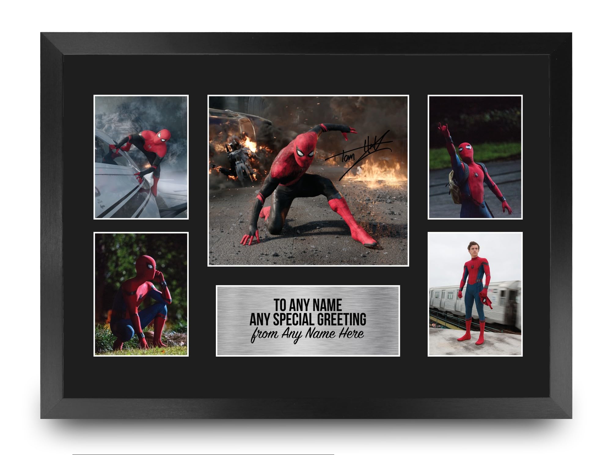 HWC Trading Tom Holland Spider-man Personalised Gift - Signed Autograph Picture, Framed A3 Film Photo Display with Custom Name Message for Birthday Christmas Wedding
