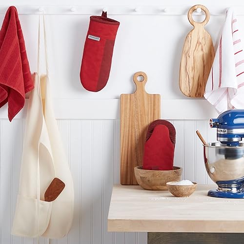 Vista 41 de KitchenAid Beacon - Juego de guantes de horno antideslizantes de dos tonos, batido/beige, 5.75 x 13 pulgadas, 2 piezas