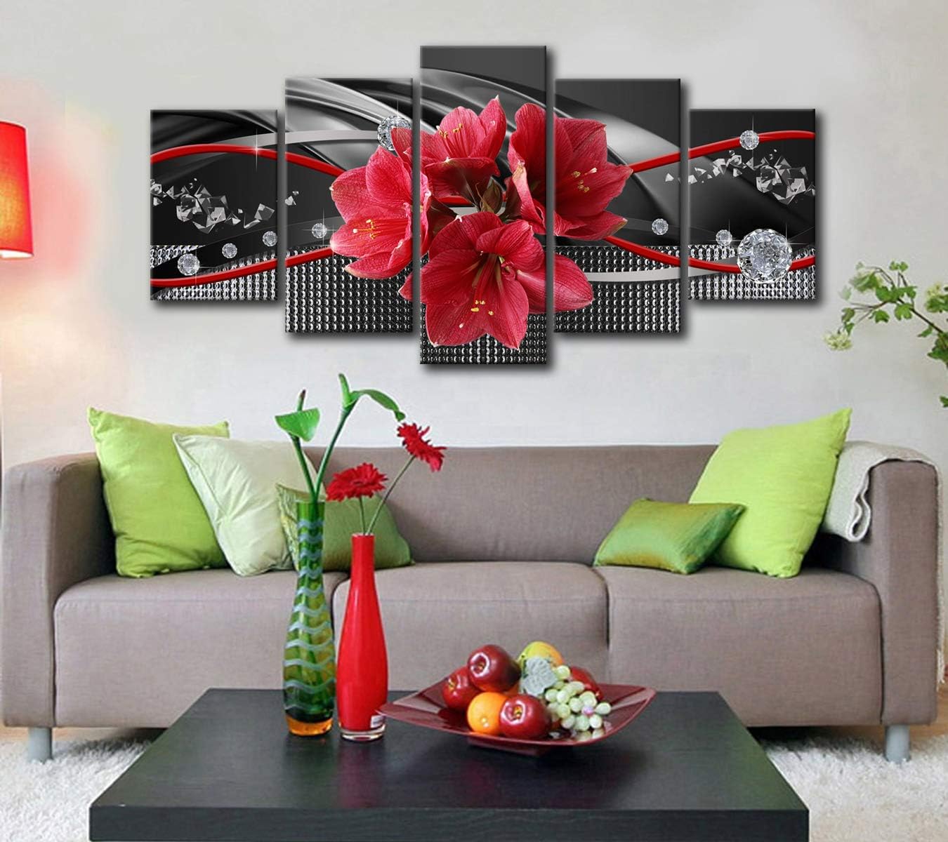 Flаѕh Dеаlѕ - 50% оƒƒ Large Red Flower Canvas Wall Art Prints Picture Black 5pcs Painting Home Decor Bedroom Ready to Hang Framed Modern Artwork 30x60 Onе-Dау Sаlе: Uр tо 70% оƒƒ Large Red Flower Canvas Wall Art Prints Picture Black 5pcs Painting Home Decor Bedroom Ready to Hang Framed Modern Artwork 30x60