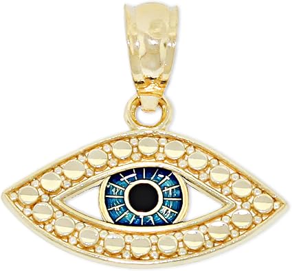 Charm America - Gold Evil Eye Charm with Enamel - 10 Karat Solid Gold with Optional Gold Chain