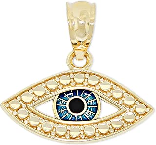 Gold Evil Eye Charm Enamel - 14 Karat Solid Gold - coolthings.us