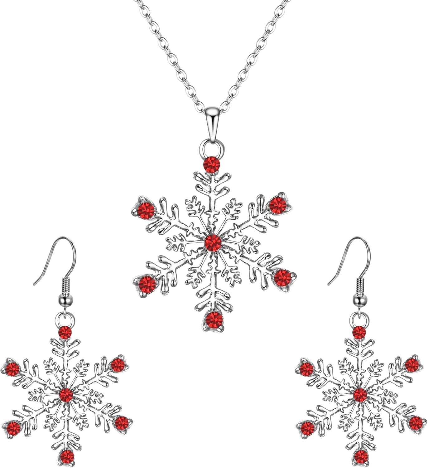 EVER FAITH Austrian Crystal Snowflake Flower Pendant Necklace Earrings Set