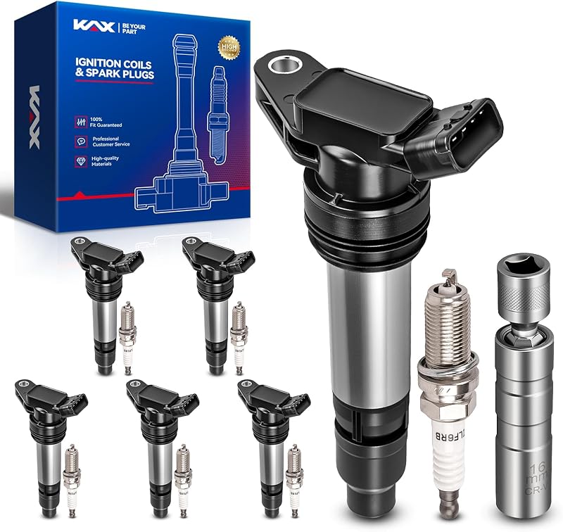 Kit de 6 bobinas de ignição e 6 velas KAX para Volvo XC90, XC60, XC70, S60, S80 e Land Rover LR2