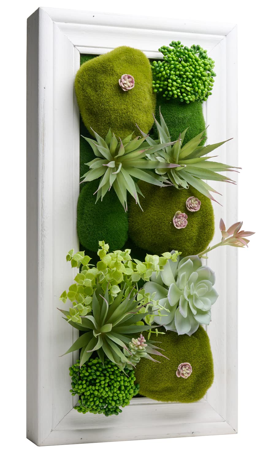 Room & Bloom Artificial Succulent Wall Art Flower Decor Kitchen Decorations Lounge Room Dining Room Picture 3D Living Room Floral Framed Fake Faux Hanging Succulents House Decor Green Hanger (x20355W)