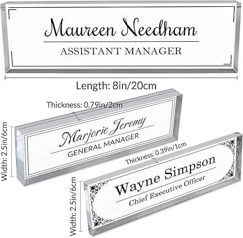 Miniatura 2 de Placas de nombre de escritorio para oficina, placa de nombre personalizada para escritorio, vidrio acrílico transparente, decoración de escritorio