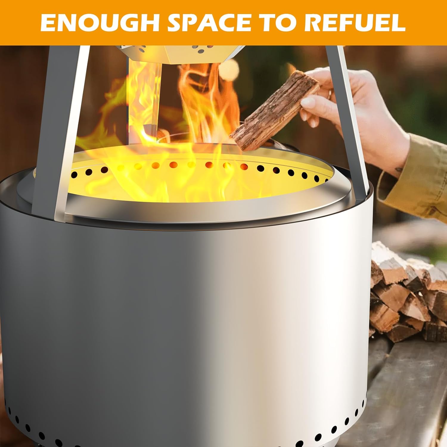 Heat Deflector for Solo Stove Yukon 27" Accessories 304 Stainless Steel Heat Diffuser for Firepit Captures and Redirects Warmth with Handle and Legs for Outdoor