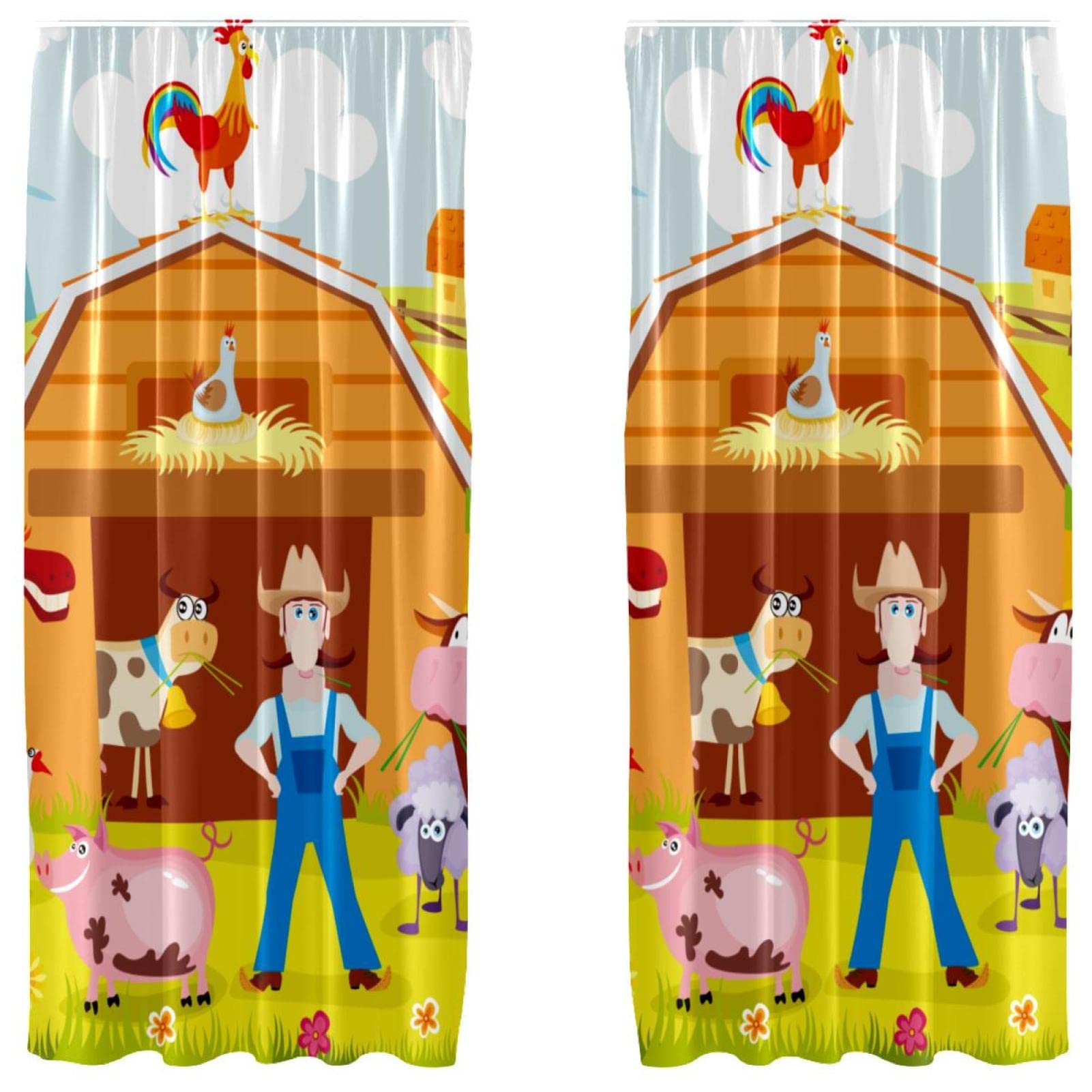 Rideau occultant de chambre motif cheval et coq pour enfant