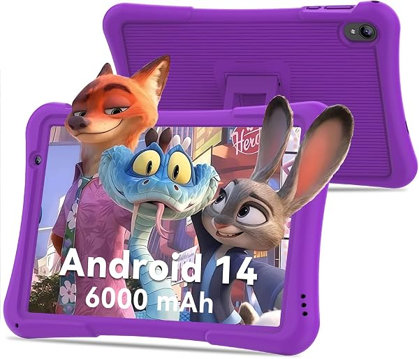 GOZZGEAR 10 inch Android 14 kids Tablets, 32 GB ROM, 6000Mah, Expandable 1024GB, Quad core Processor, Android Tablets HD IPS Screen, Child tablets, Dual Camera, Wi-Fi,Tablet PC, 2-Year Warranty,Purple - 1