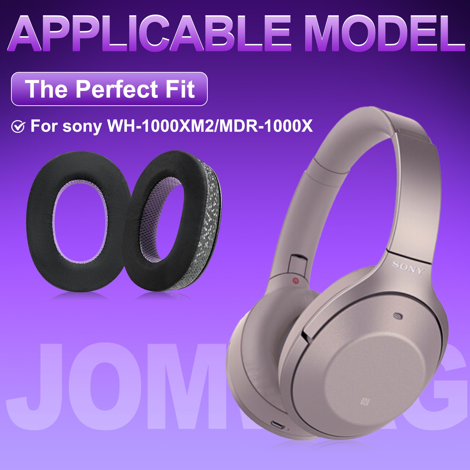 Magic Ice Gel Almohadillas de repuesto para auriculares WH-1000XM2/MDR-1000X (negro/morado)