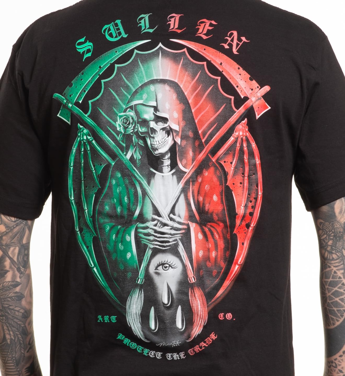 Sullen Men's De La Muerte Mex Tattoo Lifestyle Graphic Standard Day of The Dead Capsule Short Sleeve Tee Black