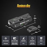 Vista 2 de Defentac Combo de luz láser verde de 1450 lm con indicador intermitente compatible con riel Mlok/Picatinny, linterna con interruptor remoto