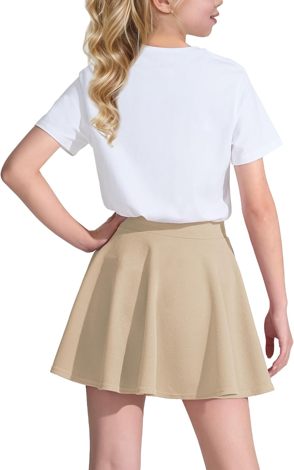Girls Casual Mini High Waist Flared Pleated Skater Uniform Skirts