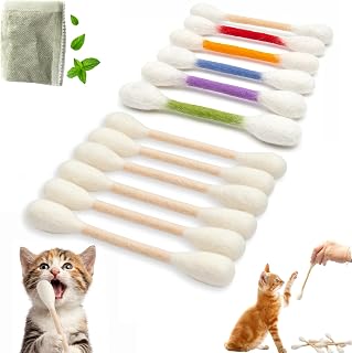 12 PC Giant Cotton Swab Catnip Toys,Cat Q Tip Toy,Felt Interactive Kicker Chew Toys for Kittens & Indoor Cats, Soft Teething Toy with Organic Catnip, Eases Anxiety & Boredom, Cat Lover Gift (Mix C)