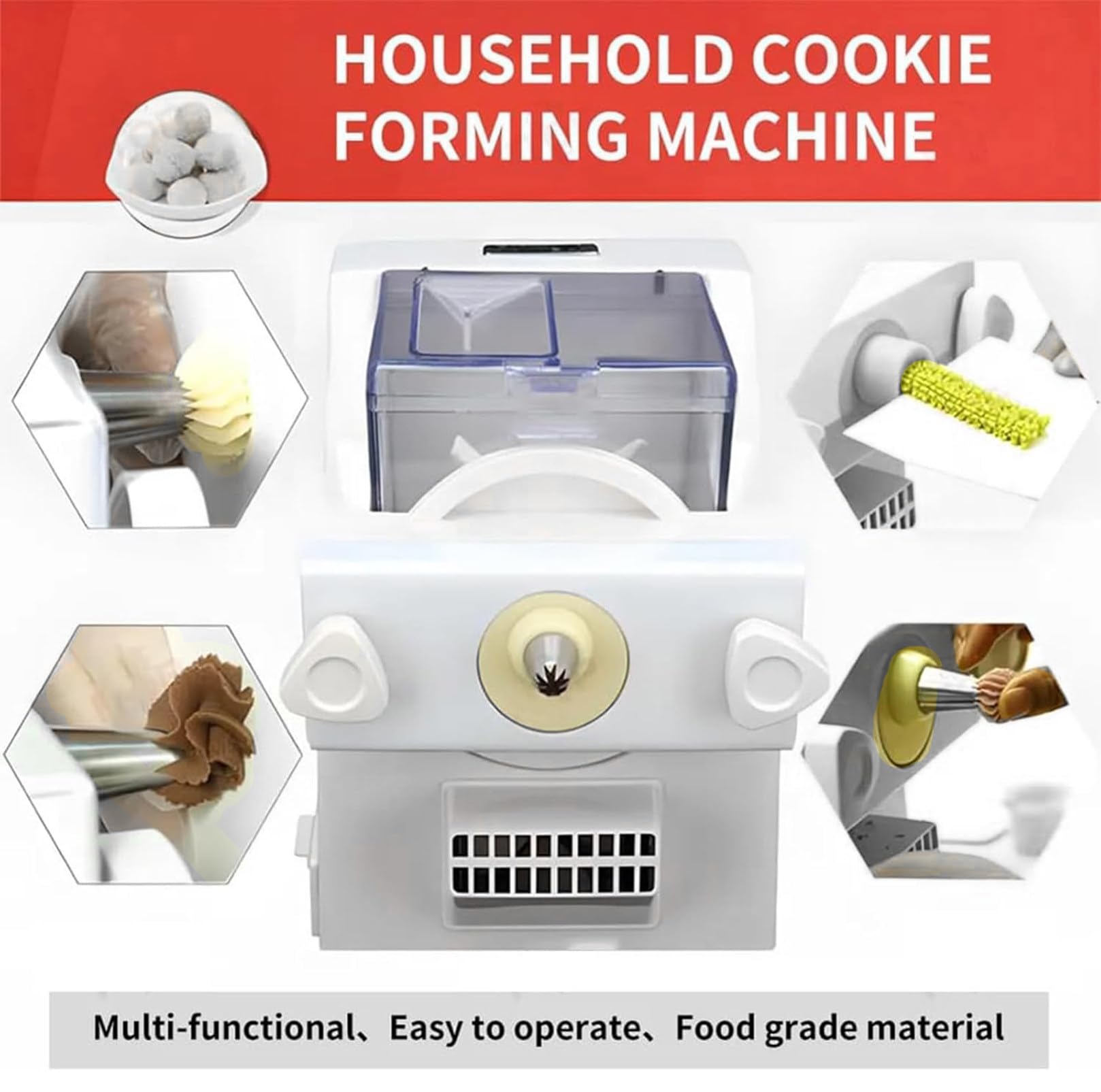 Machine à Biscuits Automatique, Presse à Biscuits électrique 180 W, Moule à Biscuits avec disques et Douille à pâtisserie, pour la décoration de gâteaux Maison Fournitures de pâtisserie