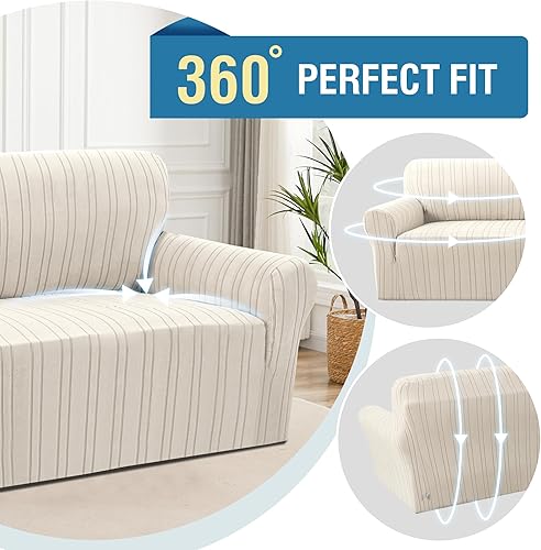 Miniatura 4 de H.VERSAILTEX Funda de sofá de alta elasticidad de 1 pieza, funda de sofá antideslizante con parte inferior elástica, fundas de sofá gruesas y