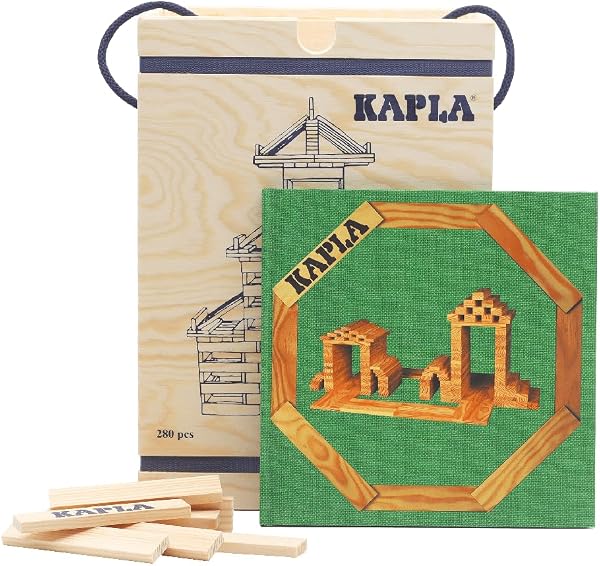 KAPLA - Coffre 280 planchettes en Bois et 1 Livre d'art Vert - Nature