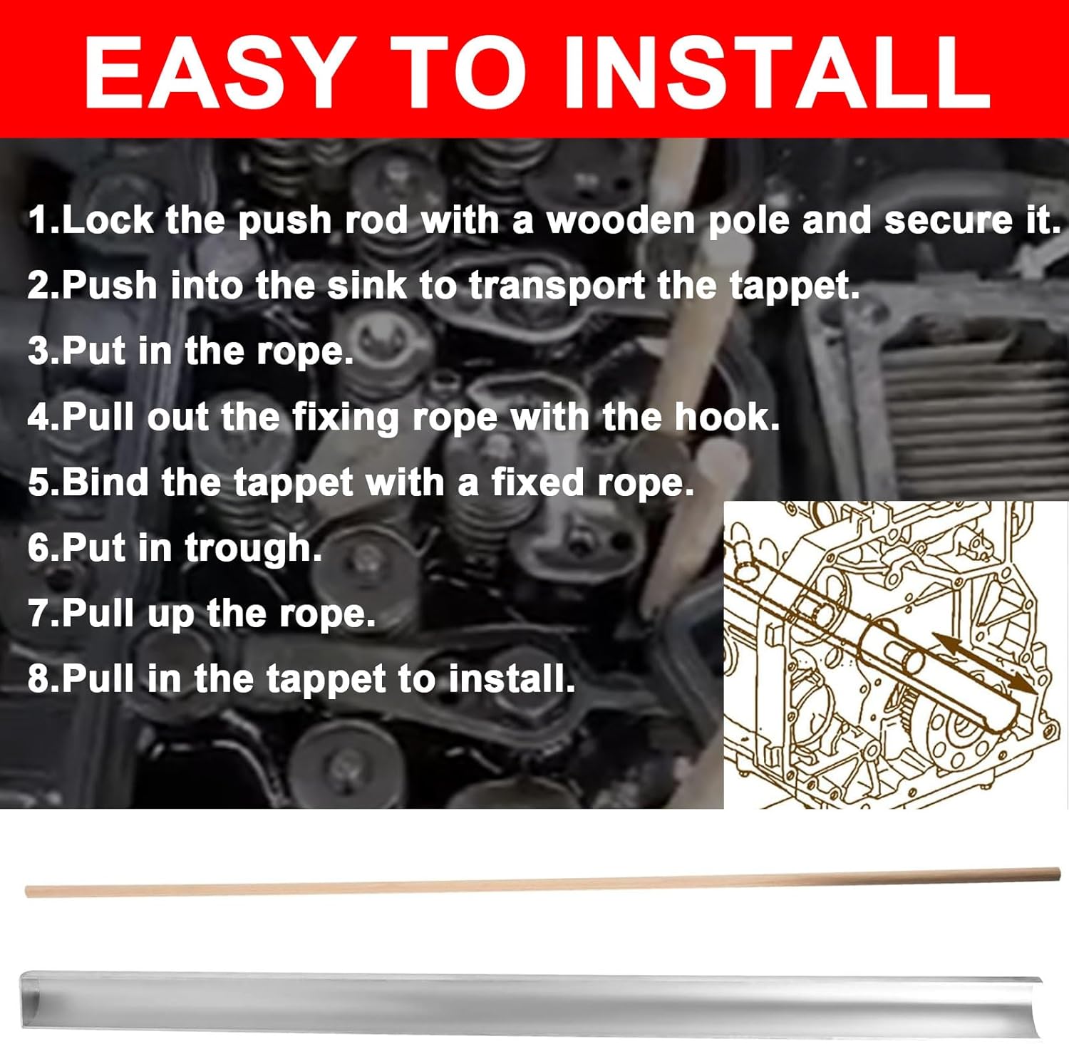 mooncar 8502 Valve Lifter Remover & Installer Tool Fits for Cummins Diesel Engines 5.9L 6.7L 1998-2022 Replace for 8502A 8502 3822513