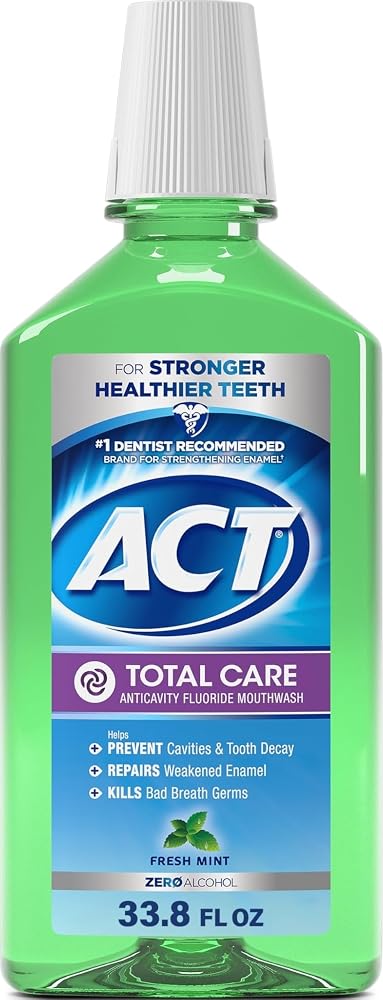 ACT Total Care 제로 알코올 충치 예방 불소 구강 세정제 999.6ml (33.5액량 온스) 프레시 민트 — 사진 1