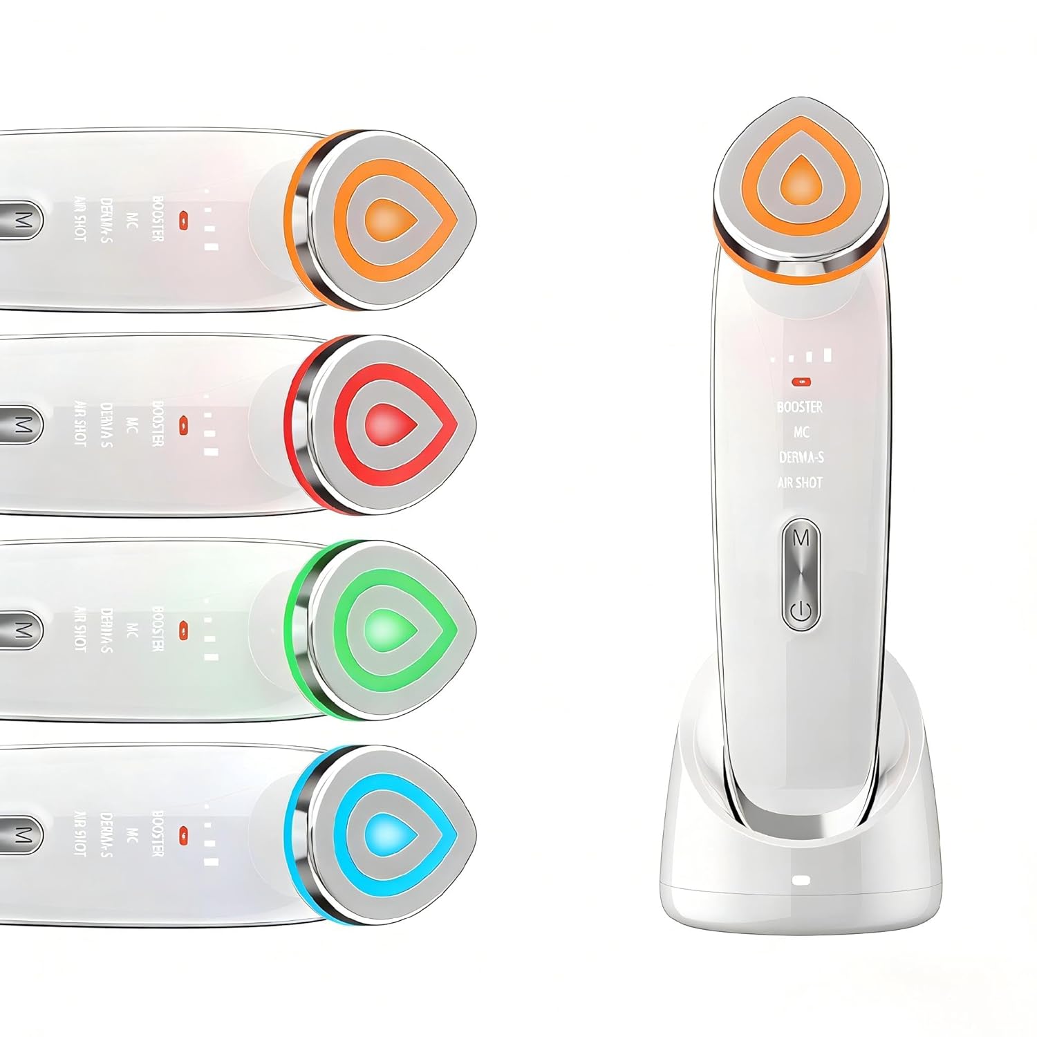 6-in-1 Real Glass Glow Beauty Massager | for Clear,Puffiness,Radiant, Firmer Face and Neck Skin | Korean Skin Care | Beauty Device Gift for Women & Men | Perfect for Holiday Gift & Self Care | White